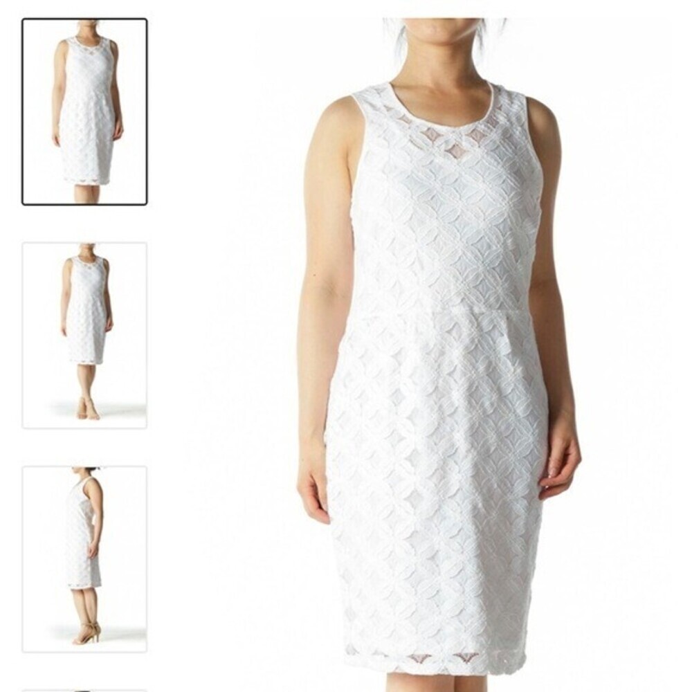 Banana RepublicWhite A-Line Dress with Floral Pattern SZ 0 above knee lace dress